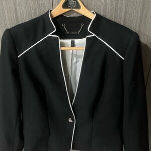 White House Black Market Black Blazer with White Piping